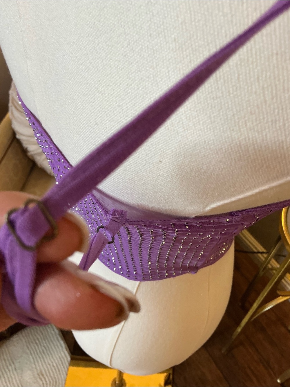 🧚‍♂️Y2K Lavender Rhinestone Asymmetrical Festival Handerchief Top Fairy Festival - Picture 9 of 10